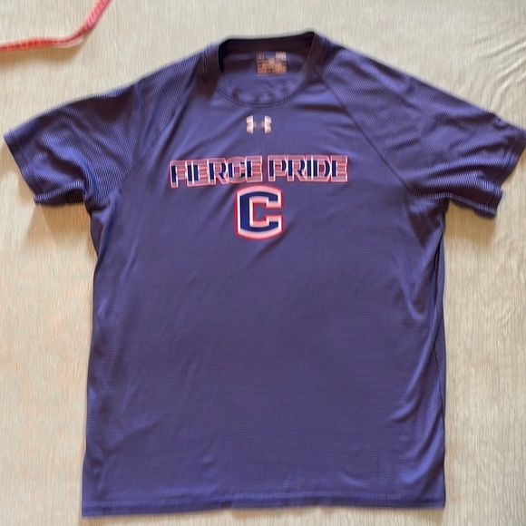 UNDER Armour L Loose fit headgear blue striped Shirt, Cleveland HS Fierce Pride - Picture 1 of 8